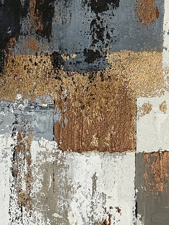 Golden Structure Field. Grey Beige Textured