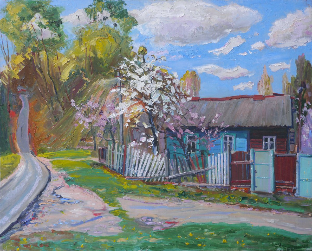 Impressionistic Landscape Oil Painting By Vyacheslav Onyshchenko, 35 X 28", Spring Has Come Here Again, Original Artwork