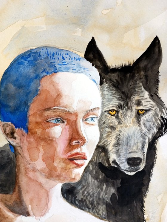 Girl with wolf