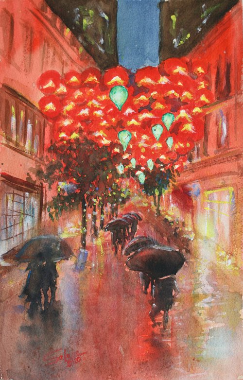 Rainy Evening /  ORIGINAL PAINTING by Salana Art Gallery