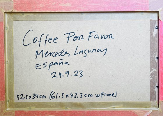 Coffee por favor, with vintage frame, ready to hang
