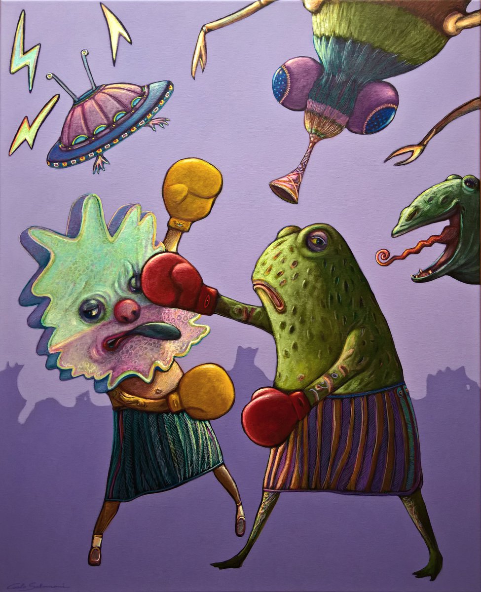 Urban And Pop Animal Painting By Carlo Salomoni, 31 X 39, Gummies !( On Demand), Original Artwork