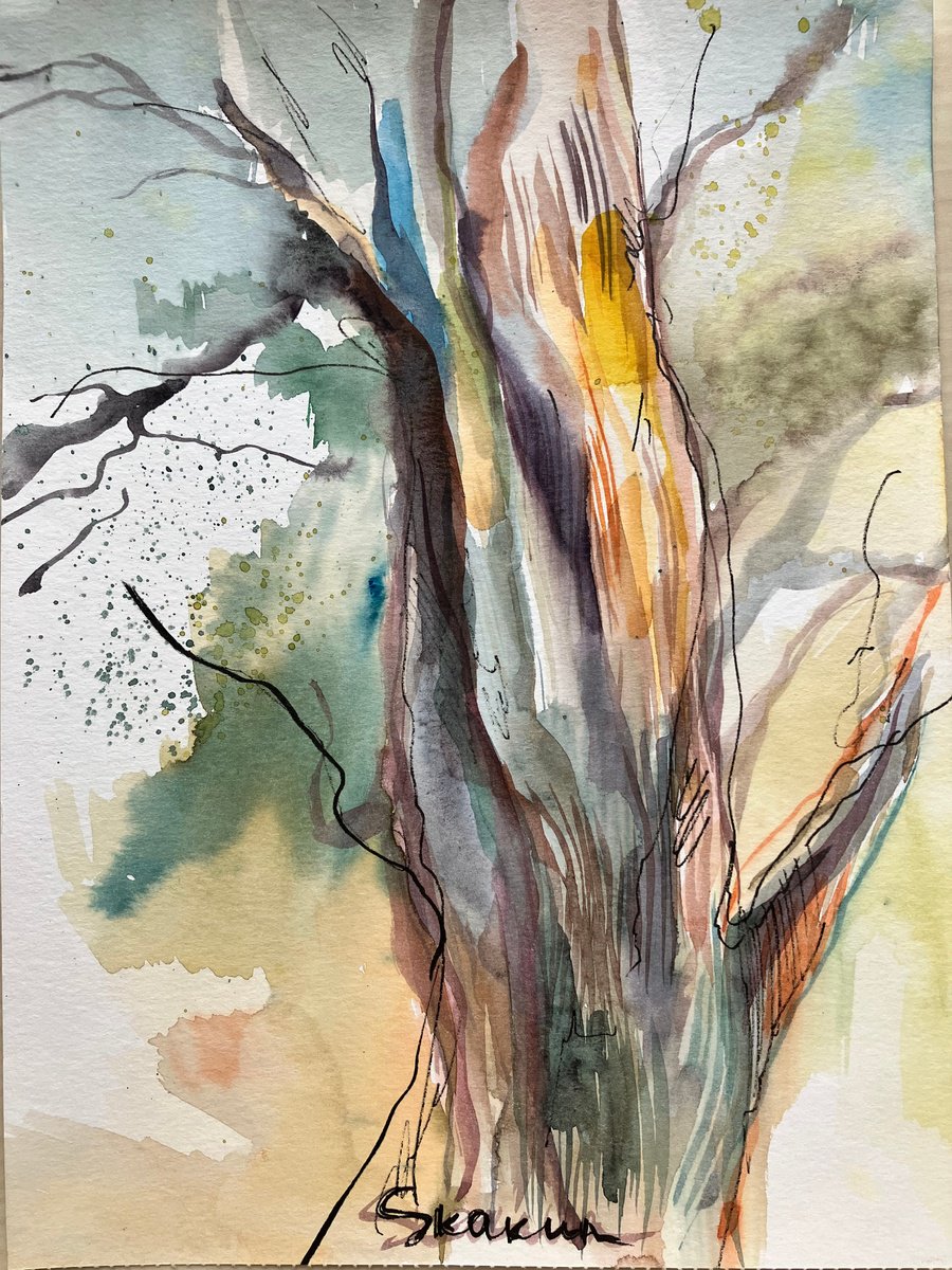 Expressive Botanical Watercolour By Mari Skakun, 8 X 11", Trees From Gorky Park, Original Artwork
