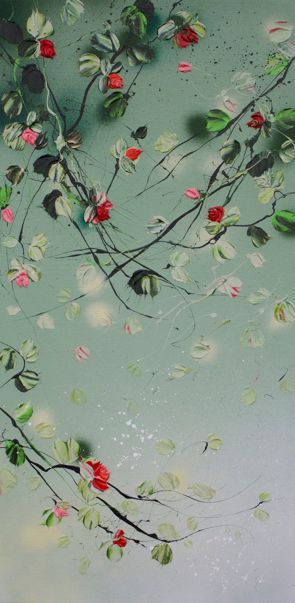 Acrylic painting Green Romance IV-?19,7 x 39,4 inches by Anastassia Skopp