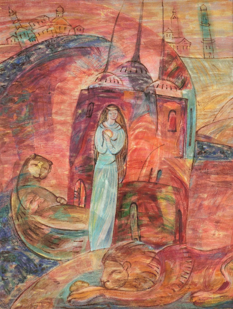 Expressive Portrait Painting By Victoria Alferonok, 22 X 28", Legend Of The Castle Hill, Original Artwork