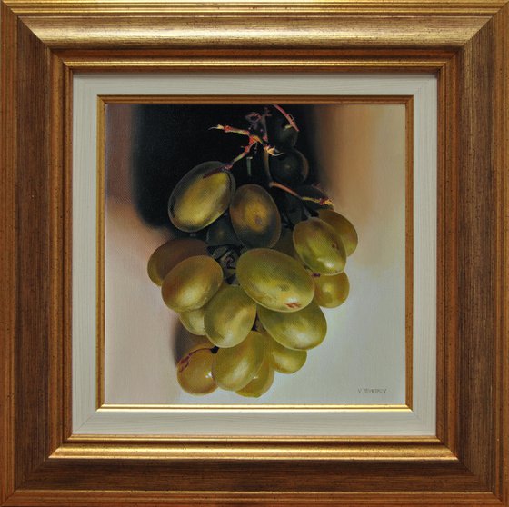 Still life with grapes , Original oil on canvas painting