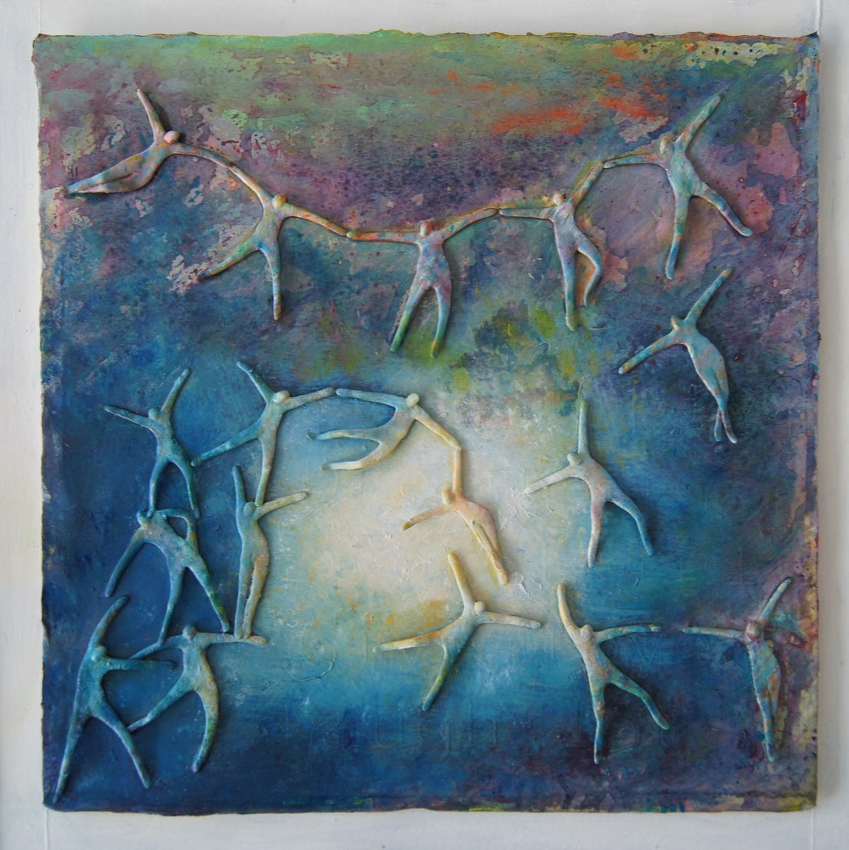 Impressionistic Portrait Collage By Karen Wilcox, 11 X 11", Ascension, Original Artwork