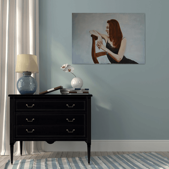 The woman in thoughts - Figurative painting  original oil painting home decor people woman girl Art Love painting Gift idea