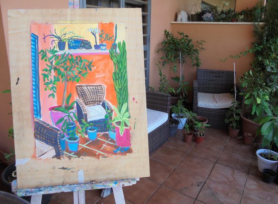 Patio Corner with Orange Tree
