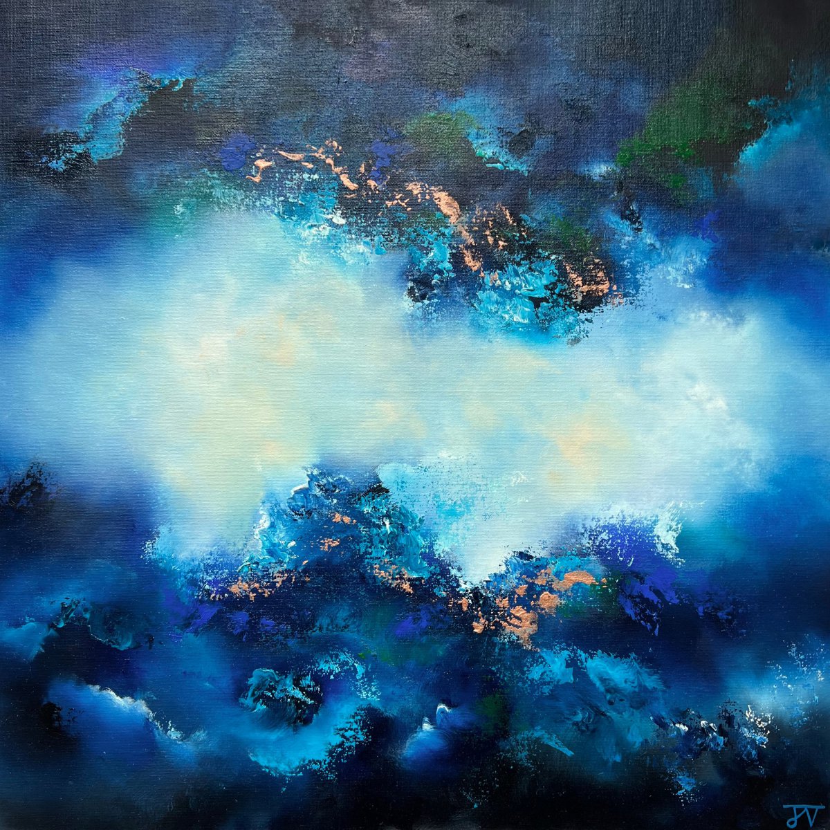 Abstract Oil Painting By Jaimie Volkaerts, 28 X 28, The Light Between, Original Artwork