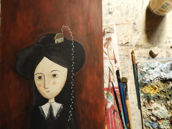 Portrait in red and black