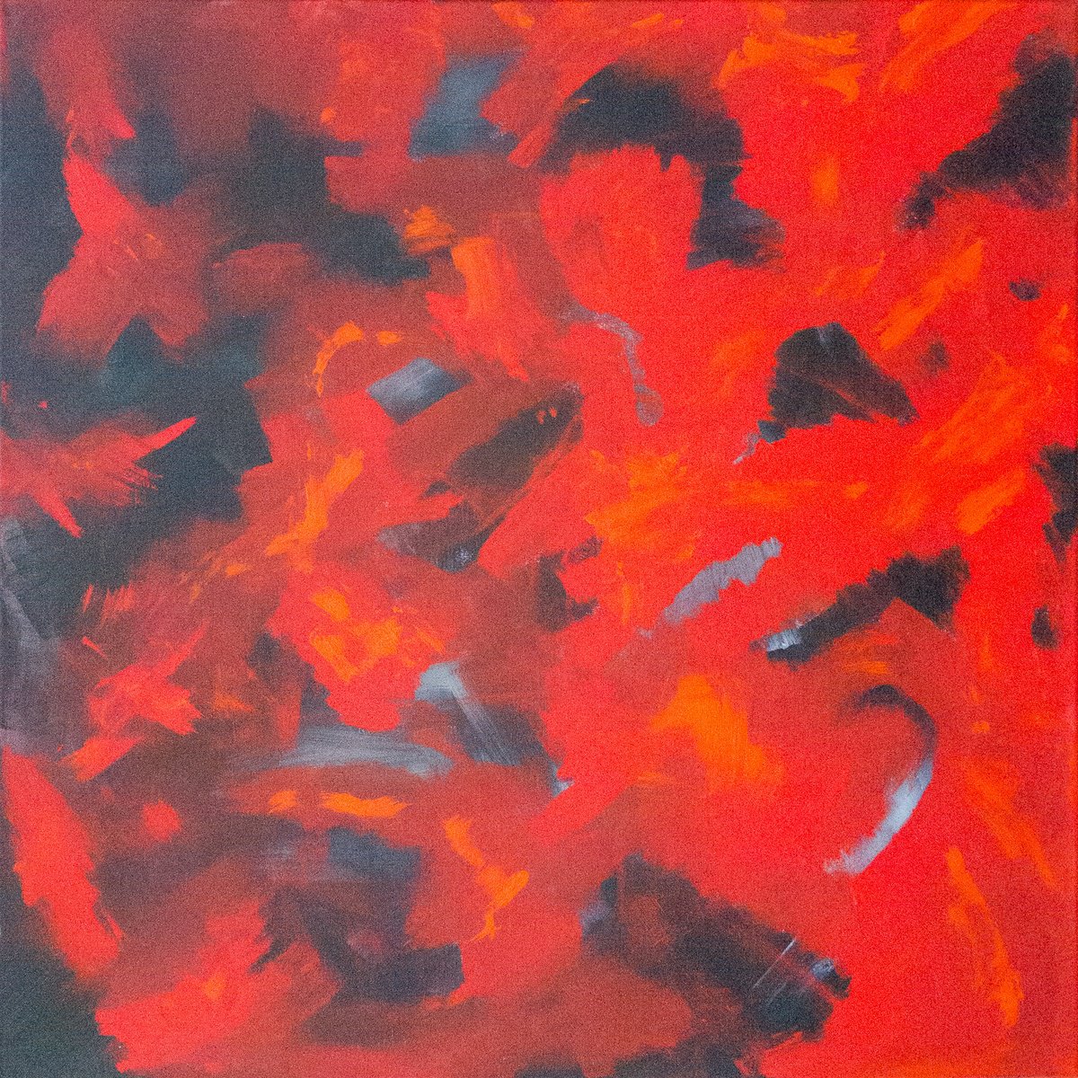 Abstract Acrylic Painting By Km Arts, 35 X 35", Flamenco, Original Artwork