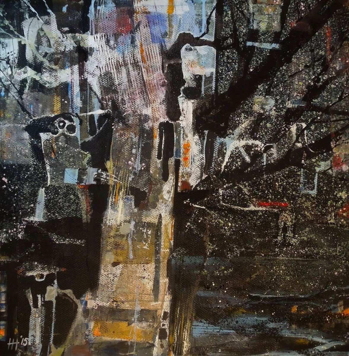 Expressive Abstract Painting By Hilde Hoekstra, 43 X 43, Patience, Original Artwork