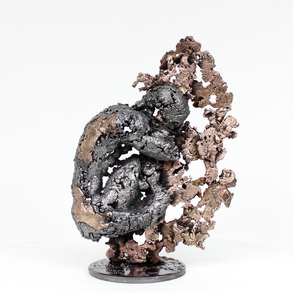Mountain yogi 45-22 - male body lace metal artwork bronze steel by Philippe Buil