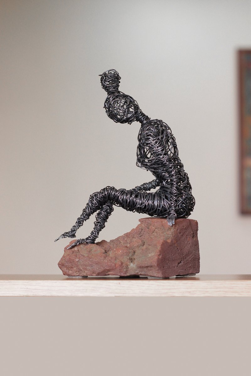 Abstract Portrait Sculpture By Karen Axikyan, 6 X 10", Thoughts, Original Artwork