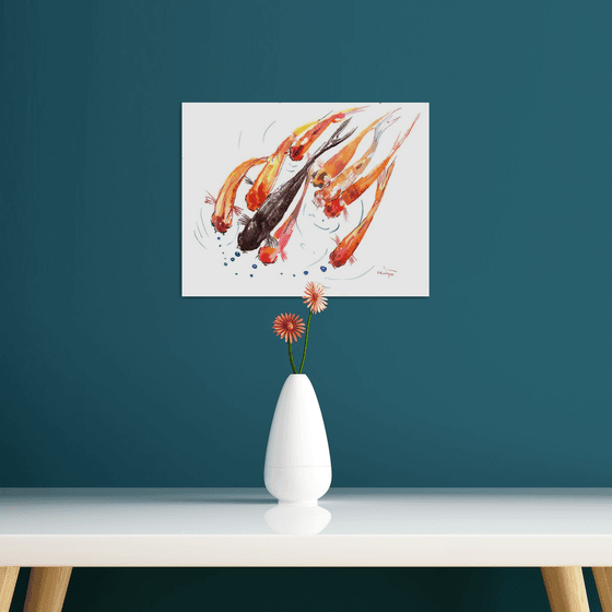 9 Koi fish, feng shui art