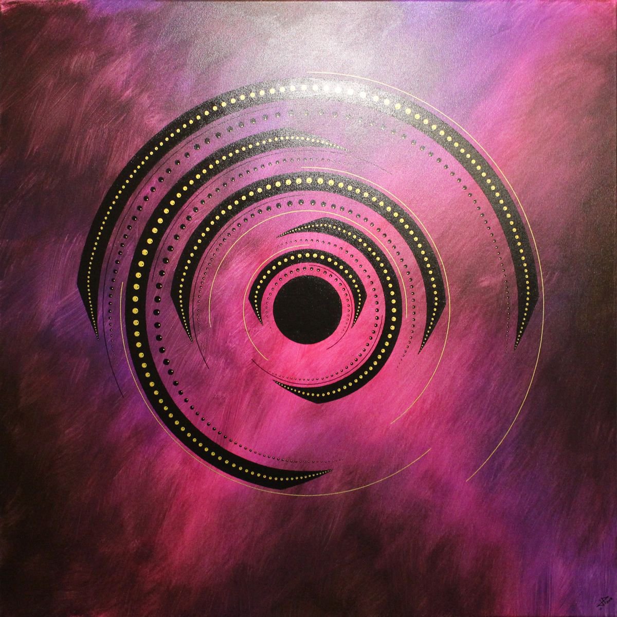 Abstract Acrylic Painting By Jonathan Pradillon, 31 X 31, Pink Rotation, Original Artwork
