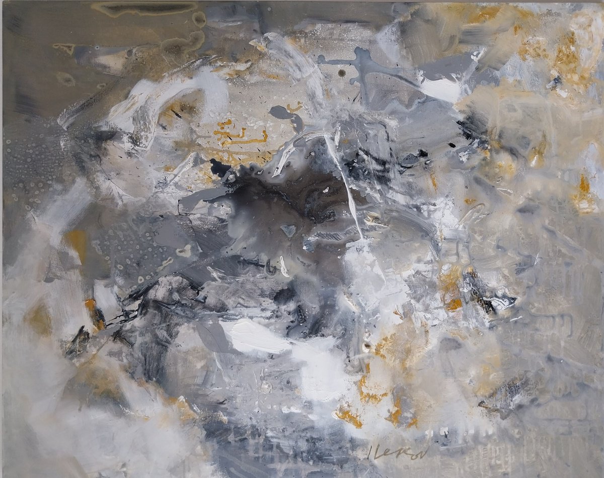 Abstract Acrylic Painting By Ivo Lekov, 39 X 31, No Name Iv, Original Artwork