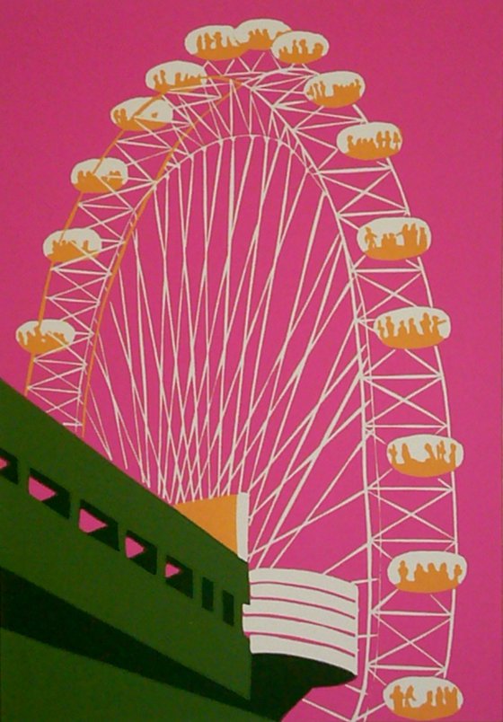 The London Eye on pink