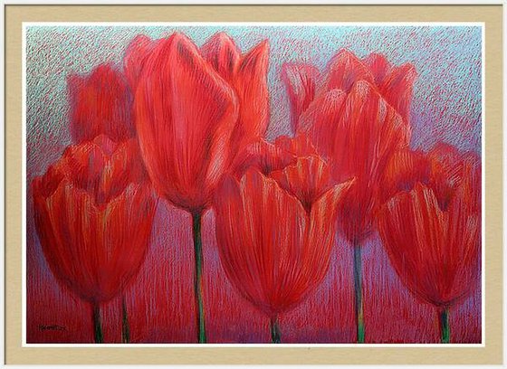 Red Tulips on Red