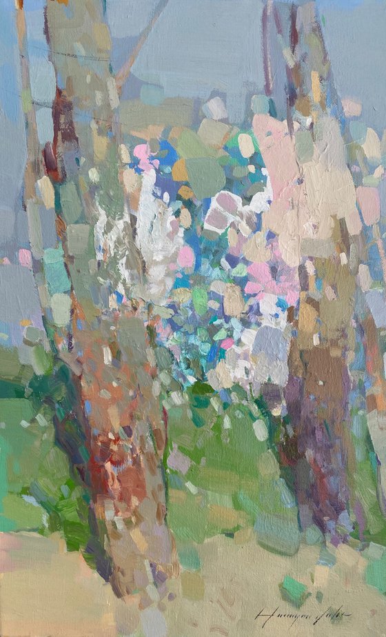 Blossom Trees, Original oil painting, Handmade artwork, One of a kind