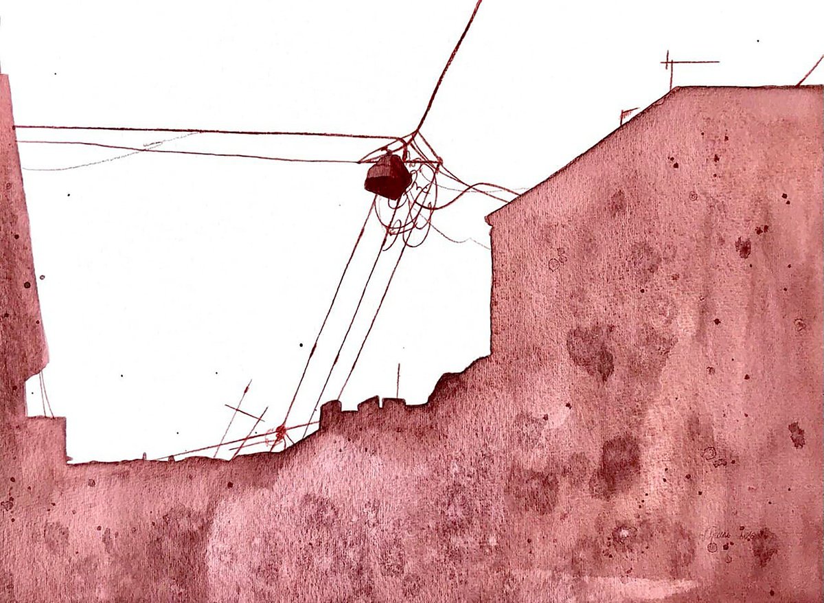 Illustrative Cityscapes Watercolour By Alona Hryn, 12 X 9, The Silhoutte Of Lviv, Original Artwork