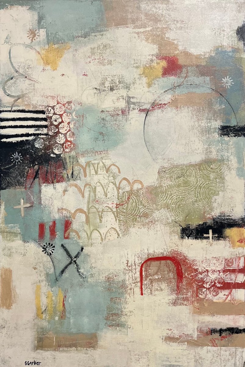 Abstract Landscape Acrylic Painting By Shellie Garber, 24 X 36", Eclipse, Original Artwork