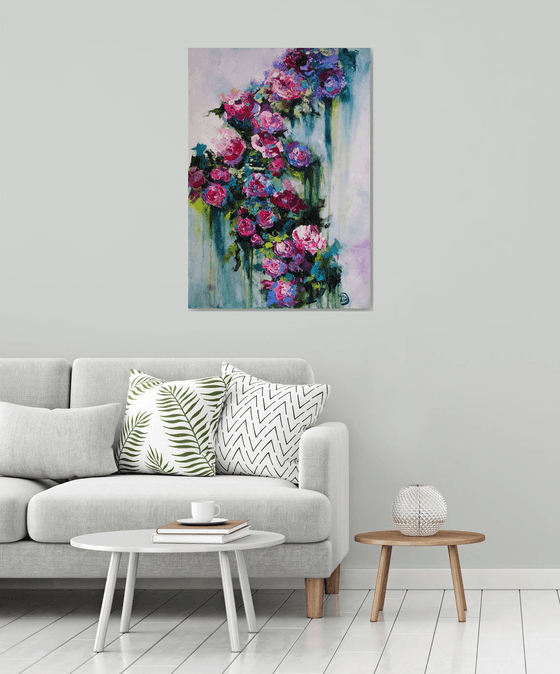 Textured Roses Oil Painting