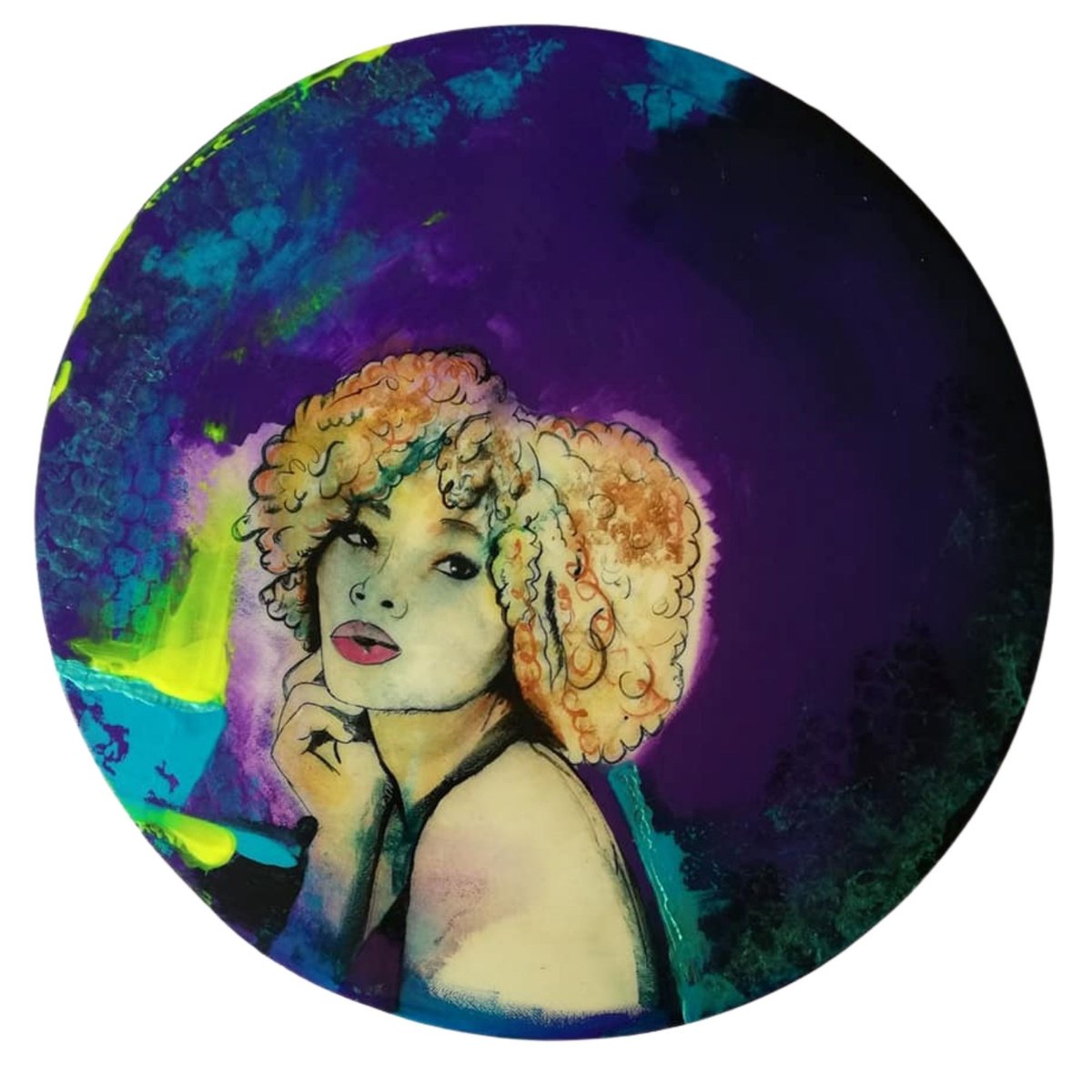 Modern Portrait, Picture This Circle Canvas by Dianne Bowell