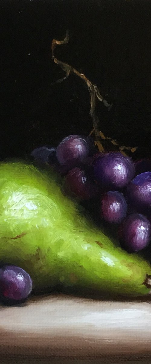 Pear with grapes by Jane Palmer Art