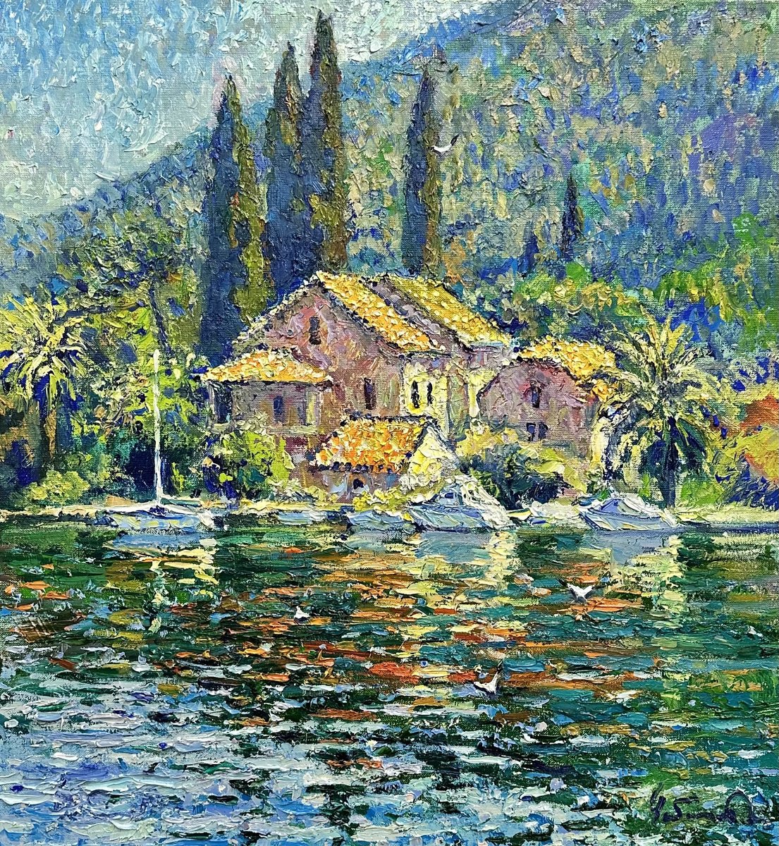 Impressionistic Landscape Oil Painting By Andrii Chebotaru, 22 X 24, Summer Day, Original Artwork