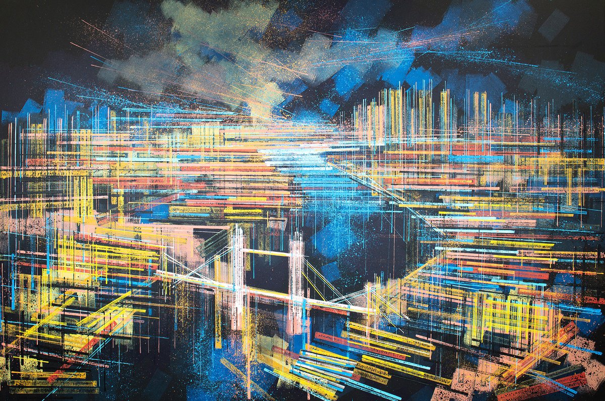 London Lit Bright! - Large Painting by Marc Todd