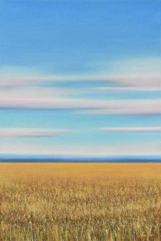 Golden Wheat Field - Blue Sky Landscape