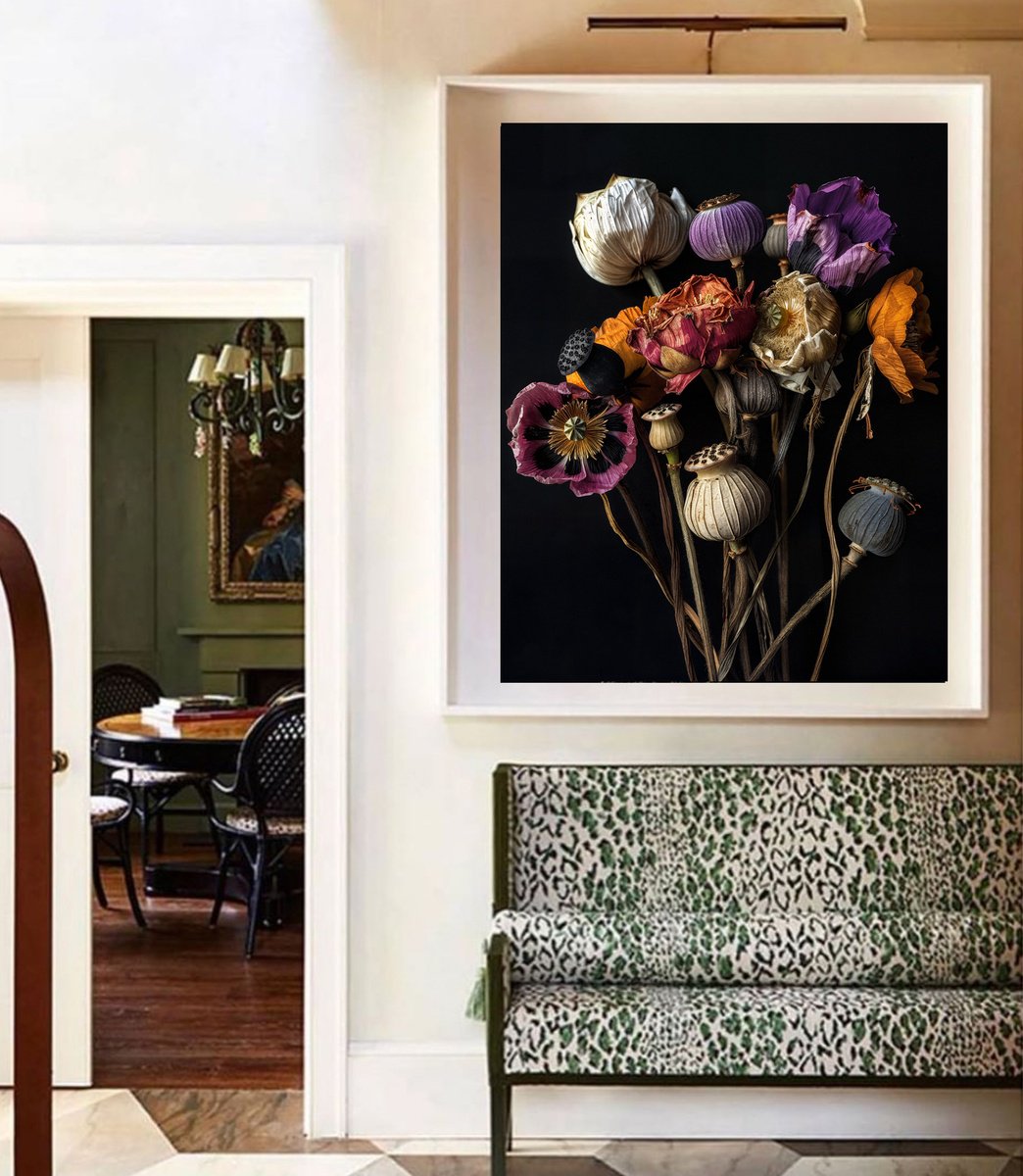 Photorealistic Botanical Photograph By Michael Filonow, 26 X 32", Elegy In Bloom 2, Original Artwork