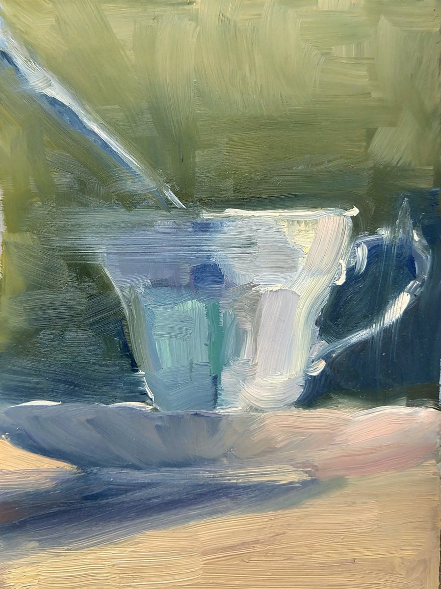Impressionistic Still Life Oil Painting By Kristina Sellers, 9 X 8", Tea