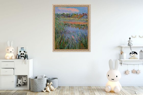 PINK CLOUD - Oil Painting for Sale - Landscape - Blue Sky - Medium Size - Nature - Gift 110x85cm