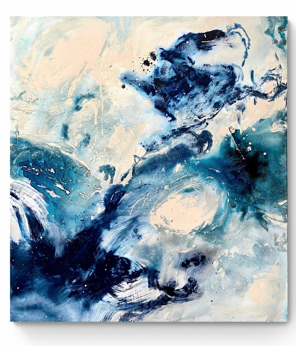 Abstract Acrylic Painting By Cristina Dalla Valentina, 35 X 39, Submerged Lands 1, Original Artwork