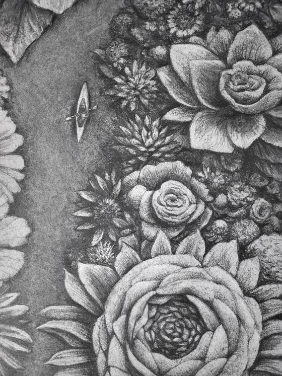River of LIfe. Graphite Flowers Series