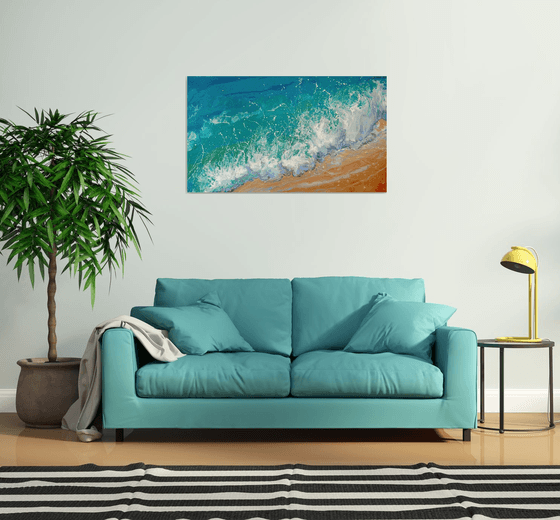 47.2” “Turquoise Sea” Seascape Painting