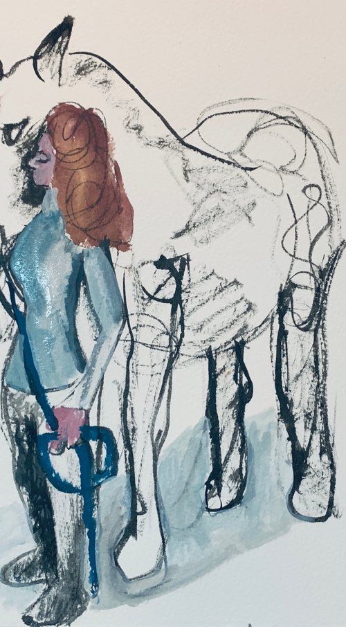 Calming Her Horse by Ryan  Louder