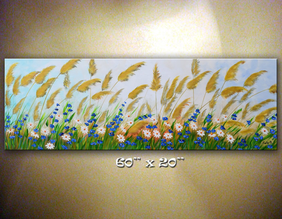 Gold Pampas Grass Painting by Nataliya Stupak