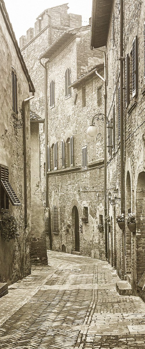 Old town of Certaldo in Tuscany by Peter Zelei
