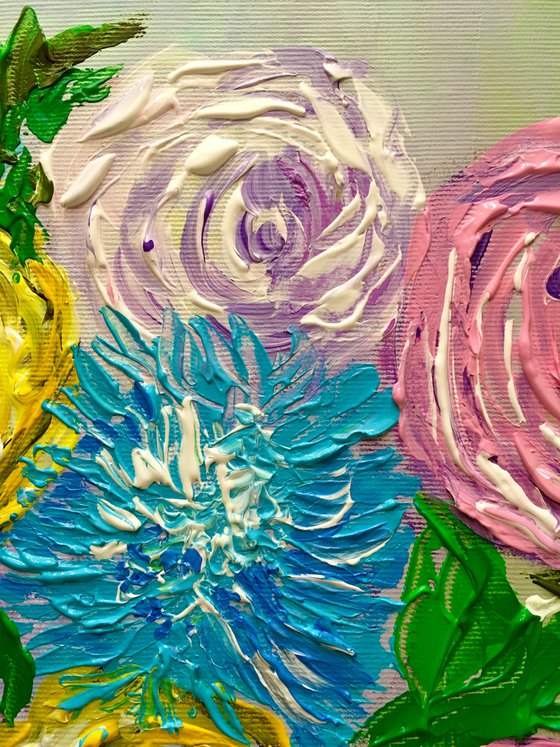 BOUQUET OF ROSES #6 palette knife Still life  flowers Dutch style office home decor gift