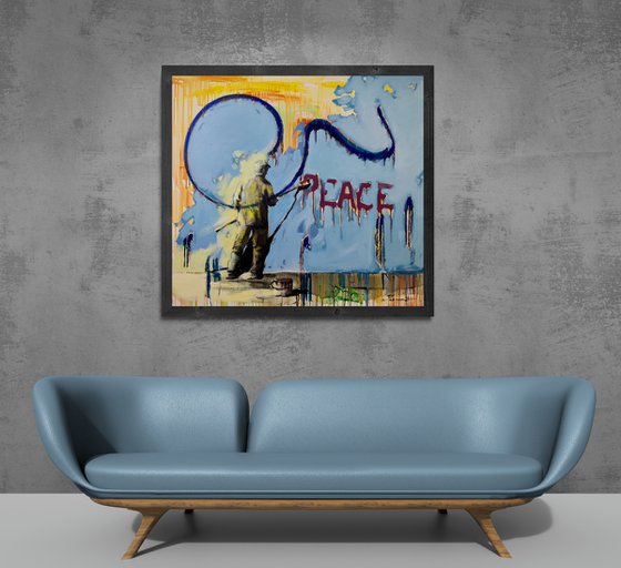 Big bright painting - "PEACE" - Pop art - Urban - Expressionism - 2022