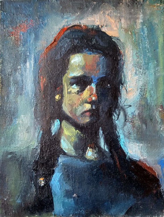 Smoot girl(40x30cm, oil painting, ready to hang)