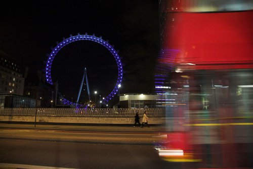 London Eye at night, London by Paula Smith