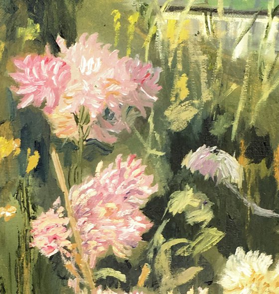 Summer Blooms in a kentish Garden - An original oil painting, unframed!