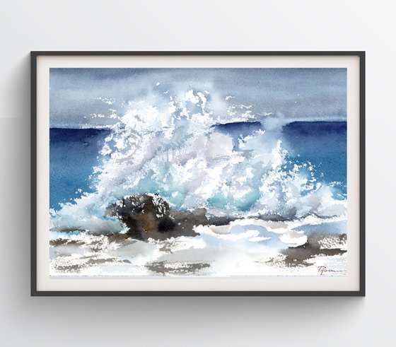 Wave crash on rock - triptych