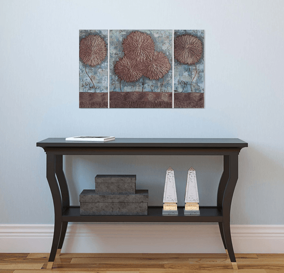 Asters (20x50, 40x50, 20x05 size, texture, Modern art )