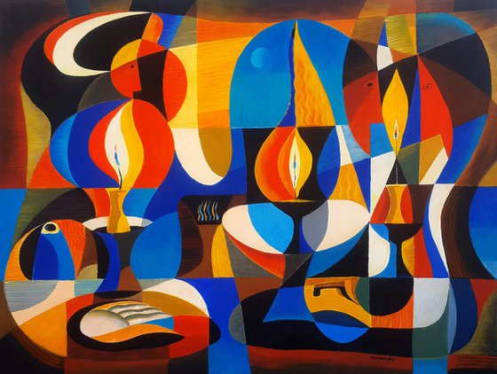 Three Candles And Day Moon